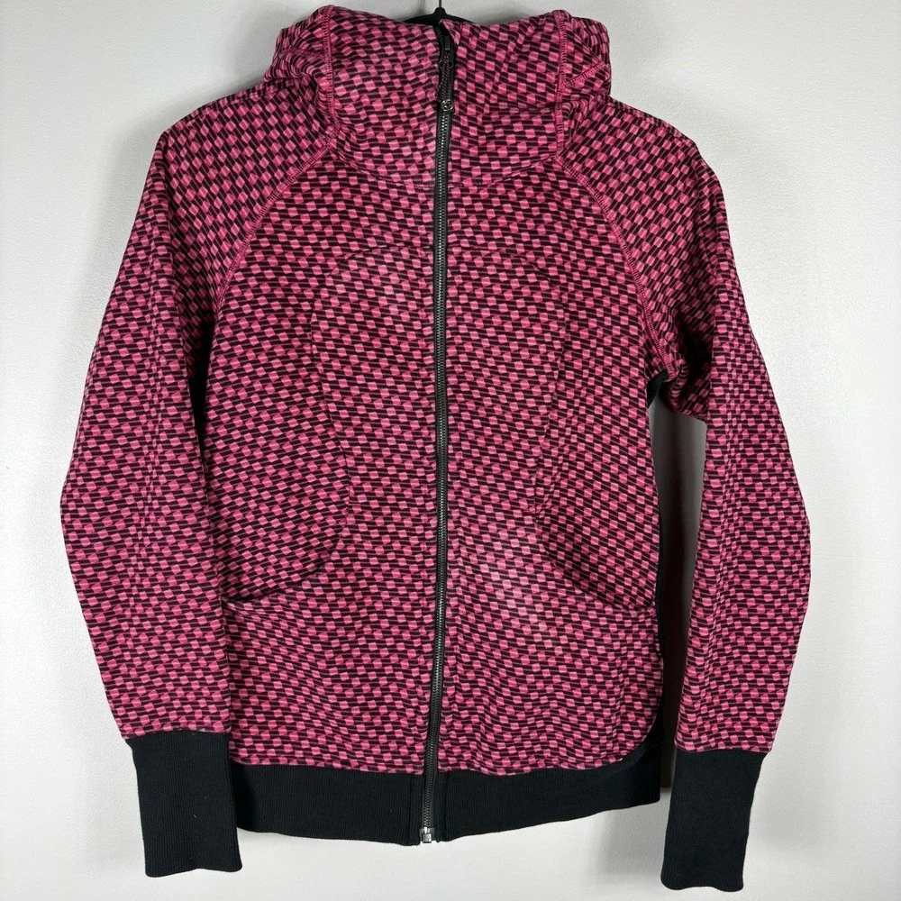 Lululemon 8 Scuba Hoodie III Deep Dive Berry Rumble Black Fleece Full Zip Hoodie